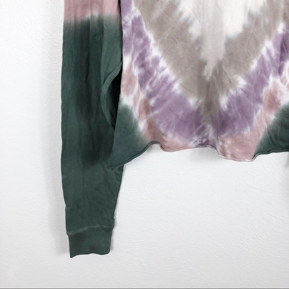 Daydreamer Dusty Rose Tie Dye Long Sleeve Crewneck Slightly Cropped Top - Picture 8 of 11